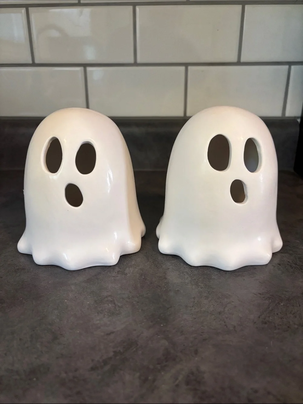 Target White Ceramic Ghost Candle Holders - Pair